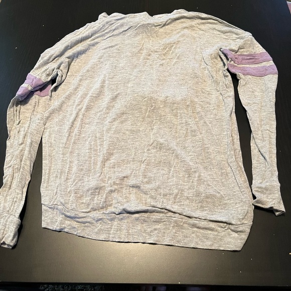 Gray & Purple Long Sleeve Lightweight Drawstring Hoodie, Size Small - Picture 5 of 6